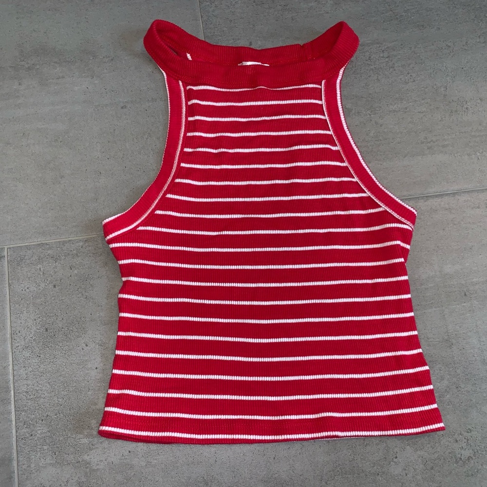 Red and White striped Halter Top